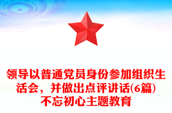領(lǐng)導(dǎo)以普通黨員身份參加組織生活會(huì)，并做出點(diǎn)評(píng)講話(6篇)不忘初心主題教育