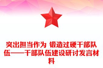 突出擔當作為 鍛造過硬干部隊伍——干部隊伍建設研討發(fā)言材料