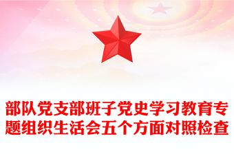 部隊黨支部班子黨史學(xué)習(xí)教育專題組織生活會五個方面對照檢查