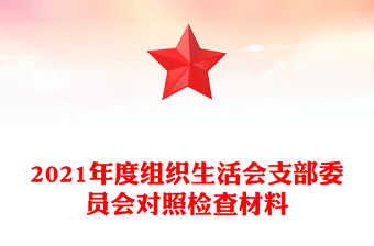 2021年度組織生活會支部委員會對照檢查材料