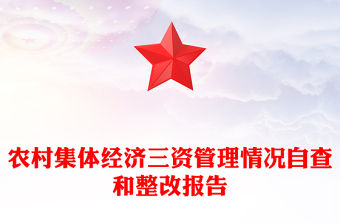 農村集體經濟三資管理情況自查和整改報告PPT模板(講稿)