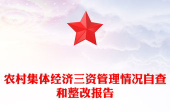 農(nóng)村集體經(jīng)濟(jì)三資管理情況自查和整改報(bào)告PPT模板(講稿)