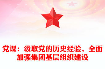 黨課：汲取黨的歷史經驗，全面加強集團基層組織建設
