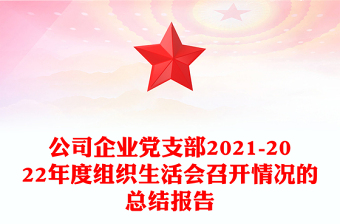 公司企業(yè)黨支部2021-2022年度組織生活會召開情況的總結(jié)報告