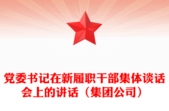 黨委書(shū)記在新履職干部集體談話會(huì)上的講話（集團(tuán)公司）