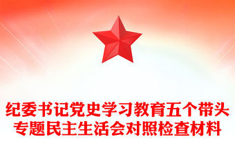 紀(jì)委書記黨史學(xué)習(xí)教育五個帶頭專題民主生活會對照檢查材料