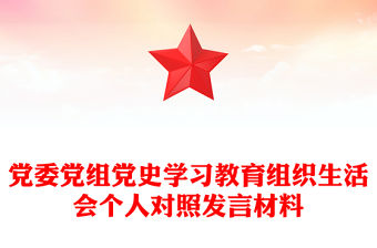 黨委黨組黨史學習教育組織生活會個人對照發言材料