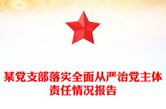 某黨支部落實全面從嚴治黨主體責任情況報告