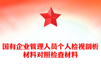 國有企業(yè)管理人員個人檢視剖析材料對照檢查材料