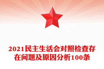 2021民主生活會對照檢查存在問題及原因分析100條