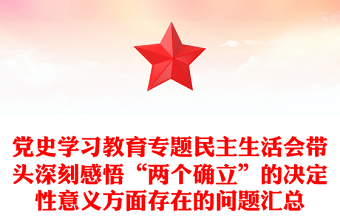 黨史學(xué)習(xí)教育專題民主生活會(huì)帶頭深刻感悟“兩個(gè)確立”的決定性意義方面存在的問(wèn)題匯總
