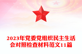 2023年黨委黨組織民主生活會(huì)對(duì)照檢查材料范文11篇