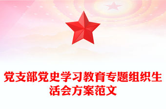 黨支部黨史學習教育專題組織生活會方案范文