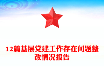 12篇基層黨建工作存在問題整改情況報告