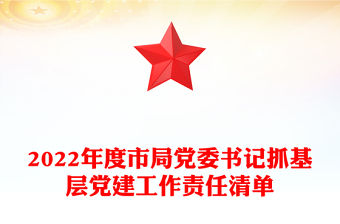 2022年度市局黨委書記抓基層黨建工作責(zé)任清單