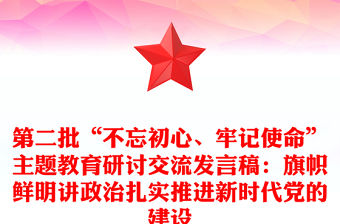 第二批“不忘初心、牢記使命”主題教育研討交流發言稿：旗幟鮮明講政治扎實推進新時代黨的建設