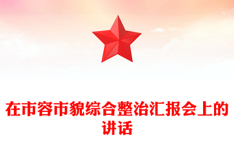 在市容市貌綜合整治匯報會上的講話