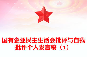 國有企業民主生活會批評與自我批評個人發言稿（1）
