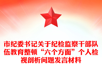 市紀委書記關于紀檢監(jiān)察干部隊伍教育整頓“六個方面”個人檢視剖析問題發(fā)言材料