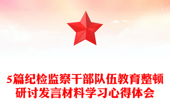 5篇紀(jì)檢監(jiān)察干部隊(duì)伍教育整頓研討發(fā)言材料學(xué)習(xí)心得體會(huì)