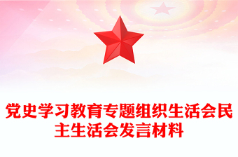 黨史學習教育專題組織生活會民主生活會發(fā)言材料