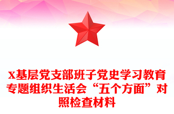 X基層黨支部班子黨史學(xué)習(xí)教育專(zhuān)題組織生活會(huì)“五個(gè)方面”對(duì)照檢查材料