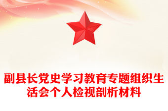 副縣長黨史學習教育專題組織生活會個人檢視剖析材料