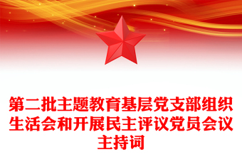 第二批主題教育基層黨支部組織生活會和開展民主評議黨員會議主持詞