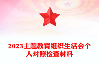 2023主題教育組織生活會個人對照檢查材料