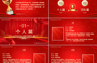 2024年終頒獎盛典PPT紅色精美新年年會頒獎典禮模板