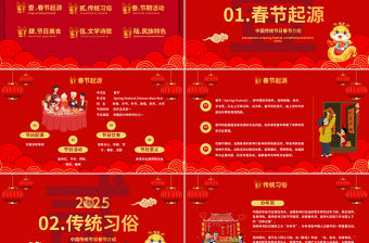 龍年新春PPT精美喜慶中國傳統節日春節介紹下載