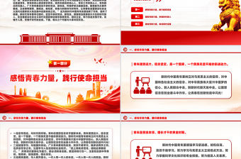 做擔當時代大任的中國青年PPT紅色精美青年黨課課件