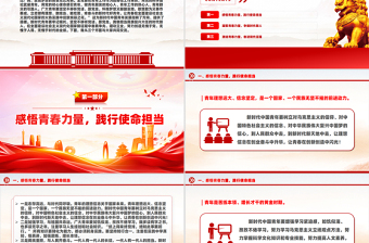 做擔(dān)當(dāng)時代大任的中國青年P(guān)PT紅色精美青年黨課課件