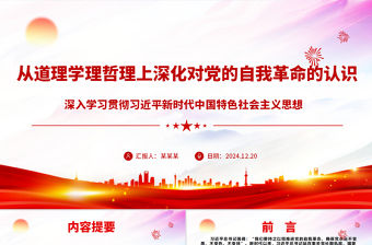 從道理學理哲理上深化對黨的自我革命的認識ppt紅色極簡風深入學習貫徹習近平新時代中國特色社會主義思想主題黨課下載