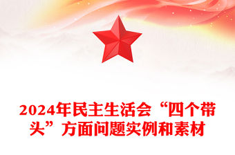 2024年民主生活會“四個帶頭”方面問題實例和素材范文