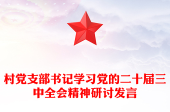 村黨支部書記學(xué)習(xí)黨的二十屆三中全會精神研討發(fā)言范文