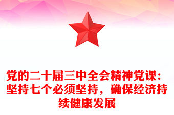 黨的二十屆三中全會精神黨課：堅持七個必須堅持，確保經(jīng)濟持續(xù)健康發(fā)展范文