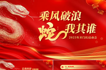 2025蛇年開(kāi)門(mén)紅啟動(dòng)會(huì)PPT企業(yè)公司通用模板