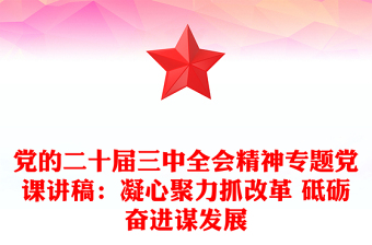 黨的二十屆三中全會精神專題黨課稿子：凝心聚力抓改革 砥礪奮進謀發(fā)展