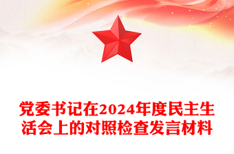 黨委書(shū)記在2024年度民主生活會(huì)上的對(duì)照檢查發(fā)言材料下載