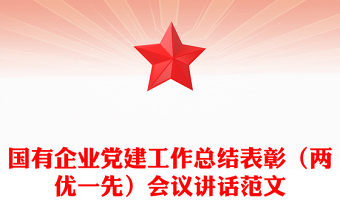 國(guó)有企業(yè)黨建工作總結(jié)表彰（兩優(yōu)一先）會(huì)議講話精選范文