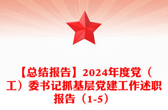 【總結范文報告范文】2024年度黨（工）委書記抓基層黨建工作述職報告范文（1-5）