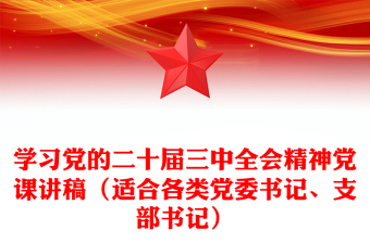 學(xué)習(xí)黨的二十屆三中全會精神黨課稿子（適合各類黨委書記、支部書記）