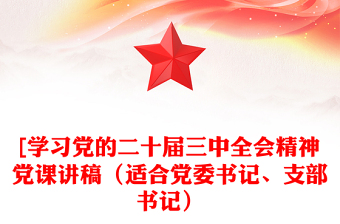 [學(xué)習(xí)黨的二十屆三中全會精神黨課稿子（適合黨委書記、支部書記）