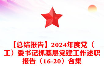 【總結范文報告范文】2024年度黨（工）委書記抓基層黨建工作述職報告范文（16-20）合集