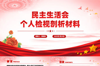2025年民主生活會個人檢視剖析材料PPT模板下載