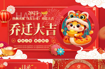 2025公司喬遷大吉PPT紅色精美企業公司喬遷儀式課件
