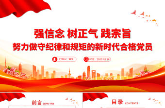 強信念樹正氣踐宗旨努力做守紀律和規矩的新時代合格黨員PPT黨課