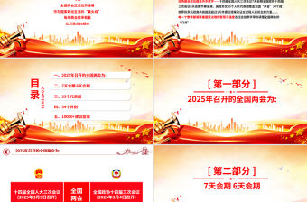 2025數說兩會知識點PPT紅色黨政風深入學習貫徹全國兩會精神黨課下載