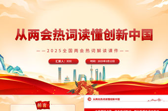 從兩會熱詞讀懂創新中國PPT大氣簡潔2025全國兩會熱詞解讀課件